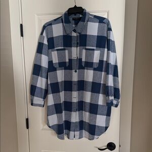 Lane Bryant Blue and White Checkered Shirt